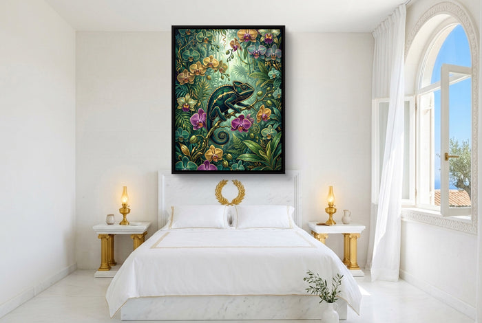 Emerald Chameleon Jungle — emerald chameleon jungle bedroom with window 1port framed black