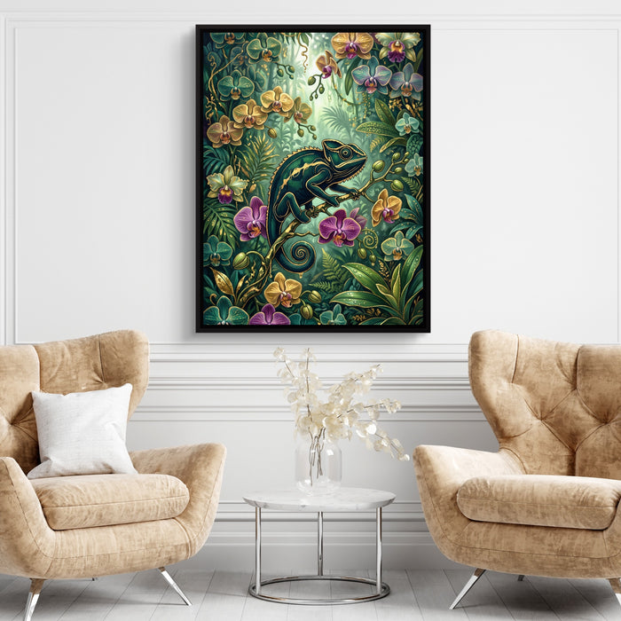 Emerald Chameleon Jungle — emerald chameleon jungle sq brown chairs 1port framed black