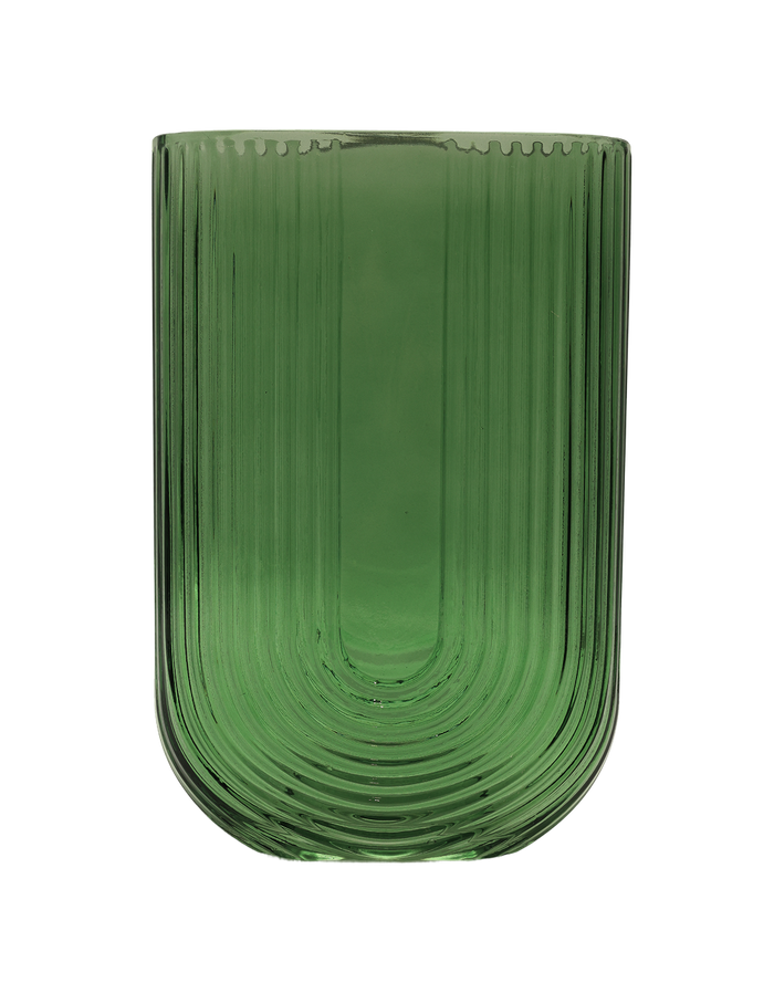 Emerald Fluted U-Shaped Vase