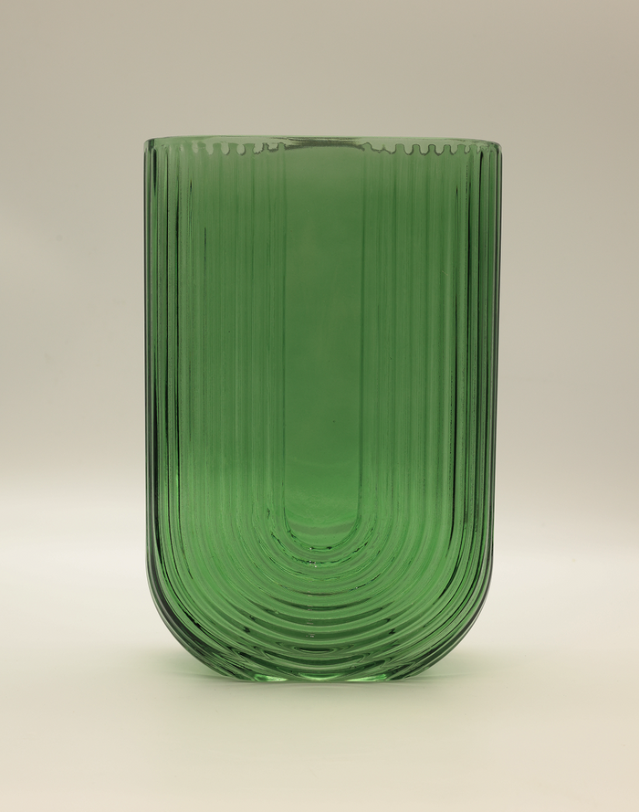 Emerald Fluted U-Shaped Vase