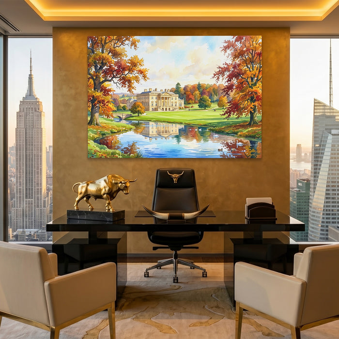 Estate Golden Landscape canvas wall art, room view