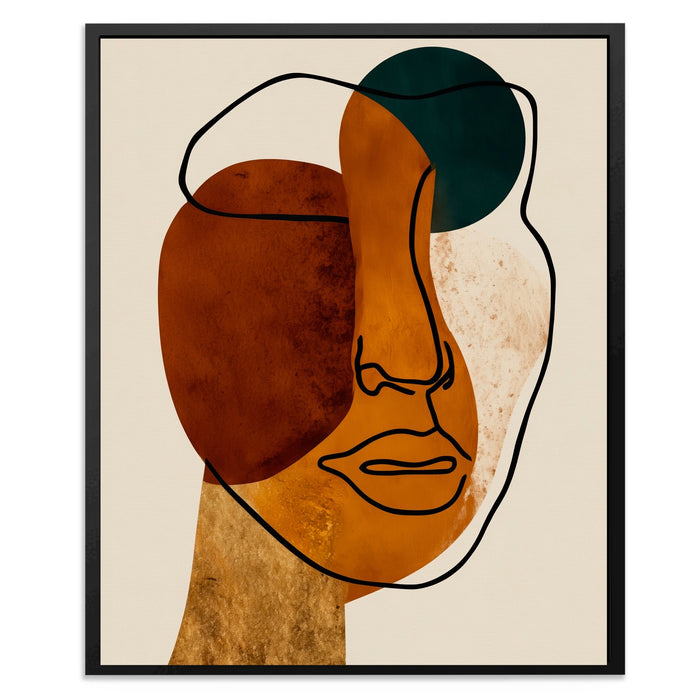 Face Ochre Composition canvas wall art, room view