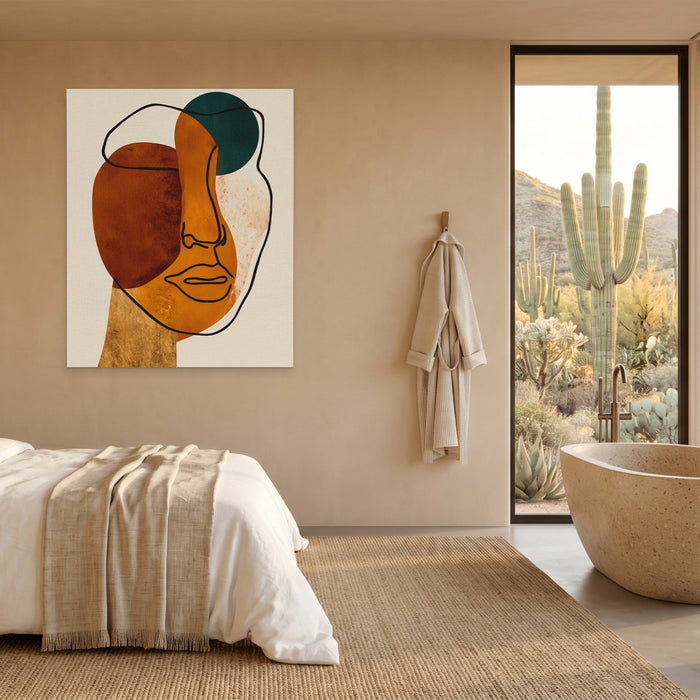 Face Ochre Composition canvas wall art, room view