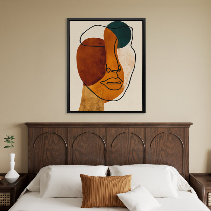 Face Ochre Composition canvas wall art, room view
