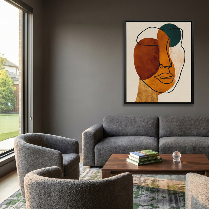 Face Ochre Composition canvas wall art, room view