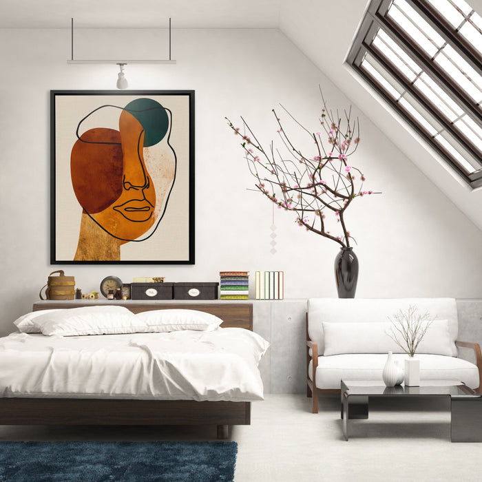 Face Ochre Composition canvas wall art, room view