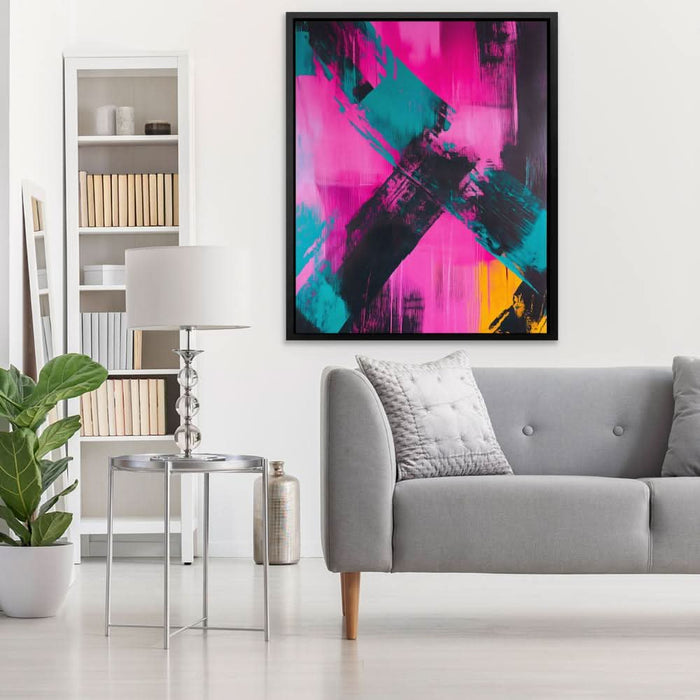 Faded Cross - Abstract Wall Art in Black Frame