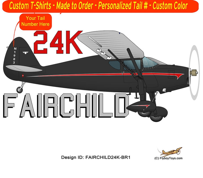 Fairchild 24K Airplane T-shirt- Personalized with N#