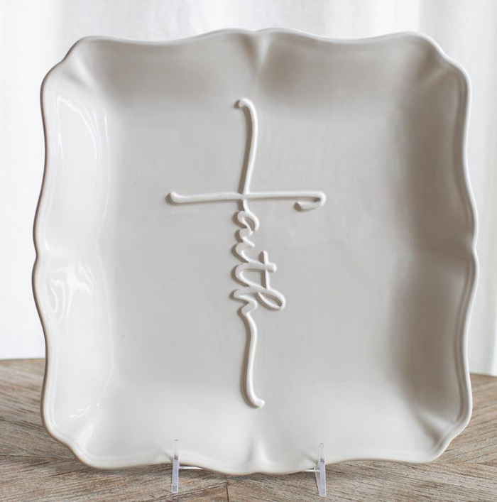 Faith Embossed Square Platter