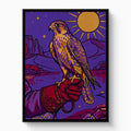 Falcon Over Crimson Dunes — falcon over crimson dunes white studio framed black