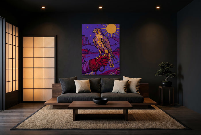Falcon Over Crimson Dunes — falcon over crimson dunes modern minimalist living room 2 1port flush print