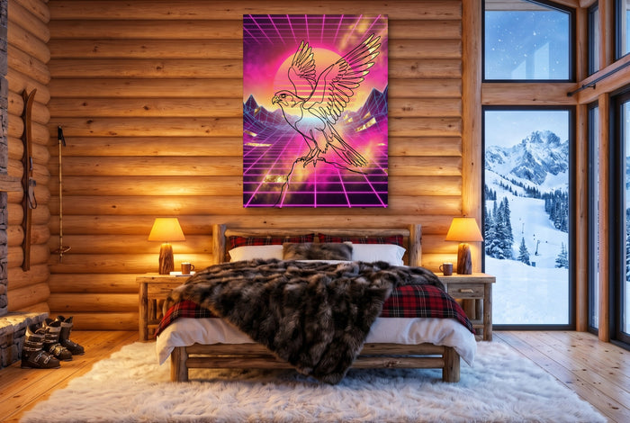 Falcon Retro Sunset — falcon retro sunset bedroom with fireplace 1port flush print