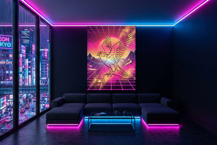 Falcon Retro Sunset — falcon retro sunset modern living room with neon lights 1port flush print