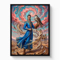 Falconer in Desert Wind — falconer in desert wind white studio framed black