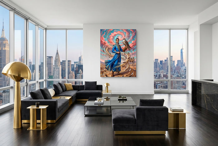 Falconer in Desert Wind — falconer in desert wind modern living room interior 4 1port flush print