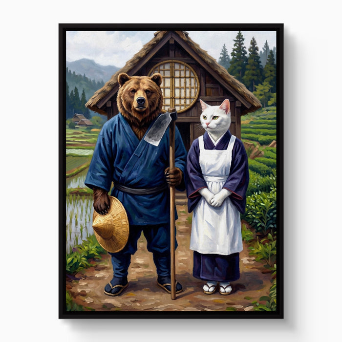 Farmers By Thatched House - Luxury Wall Art