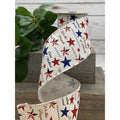 Faux linen patriotic stars, red-ivory-blue 4“ x 10yds