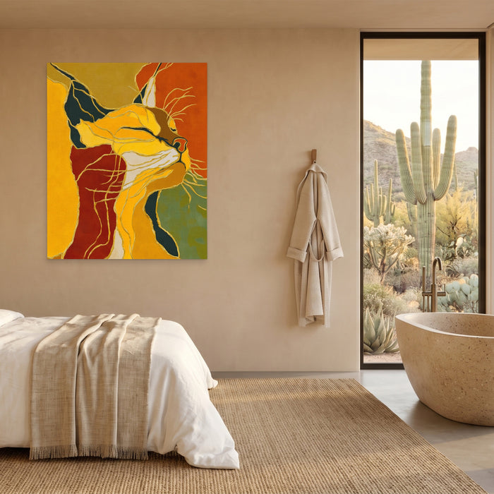 Feline String Line canvas wall art, room view