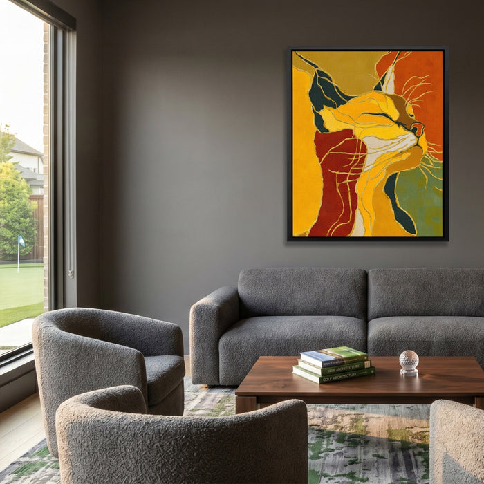Feline String Line canvas wall art, room view