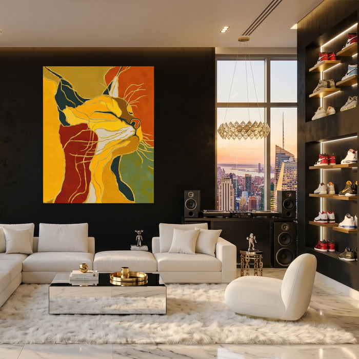 Feline String Line canvas wall art, room view