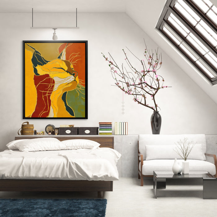 Feline String Line canvas wall art, room view
