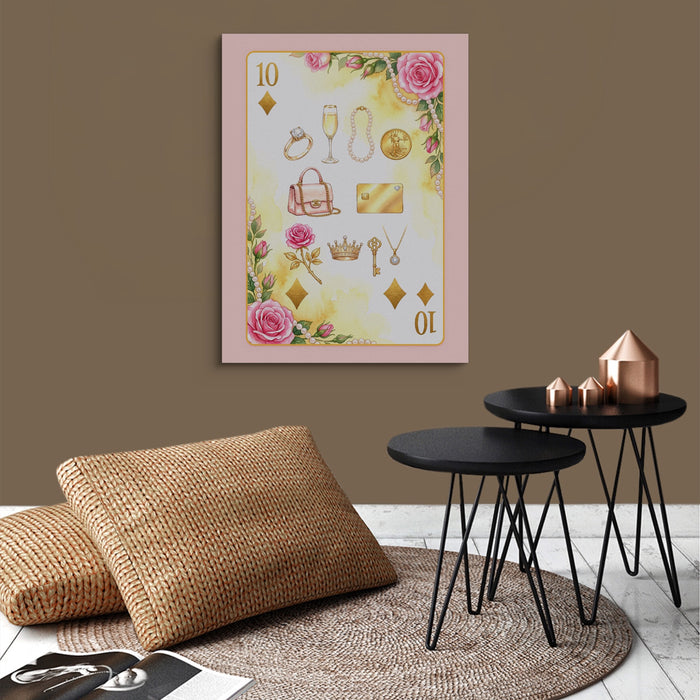 Fem Lux 10 of Diamonds Card — fem lux 10 of diamonds card sq brown wallroom 1port flush print