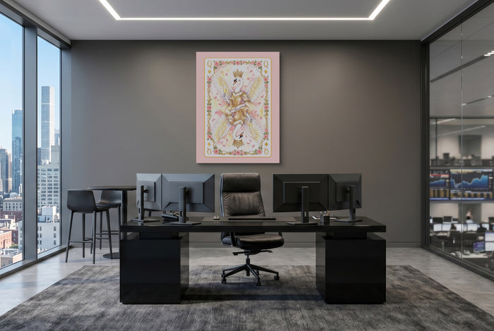 Fem Lux Queen of Diamonds Card — fem lux queen of diamonds card office desk with monitors 1port flush print