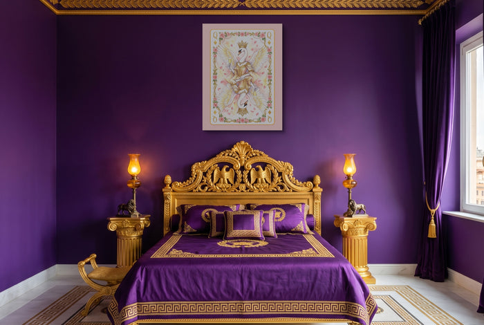 Fem Lux Queen of Diamonds Card — fem lux queen of diamonds card purple bedroom with bed 1port flush print