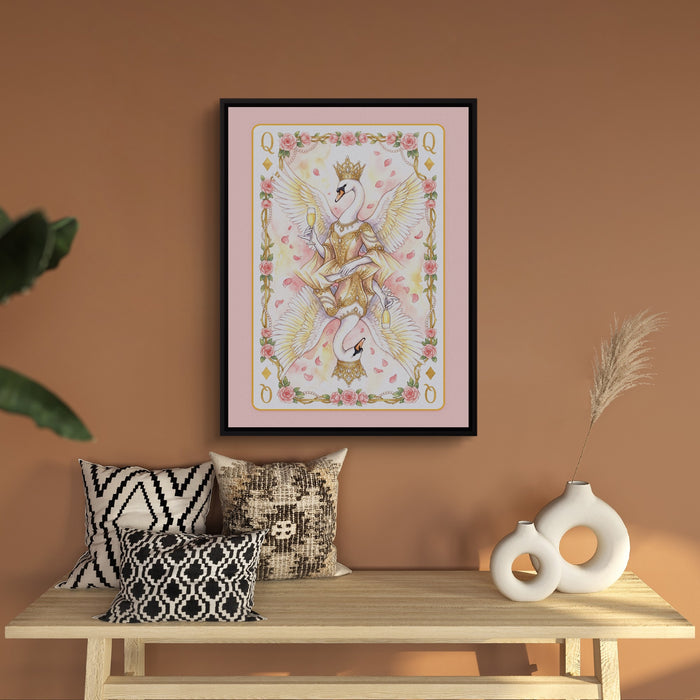 Fem Lux Queen of Diamonds Card — fem lux queen of diamonds card sq bench wall 1port framed black