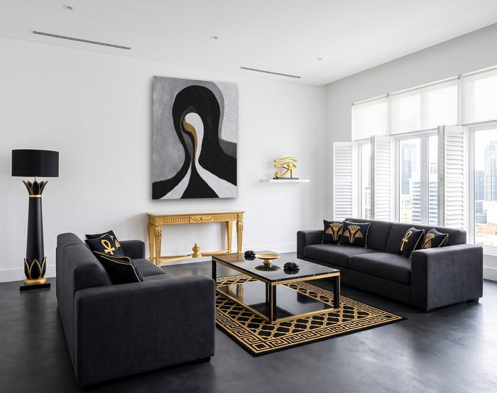 Feminine Curves Abstraction canvas wall art, room view