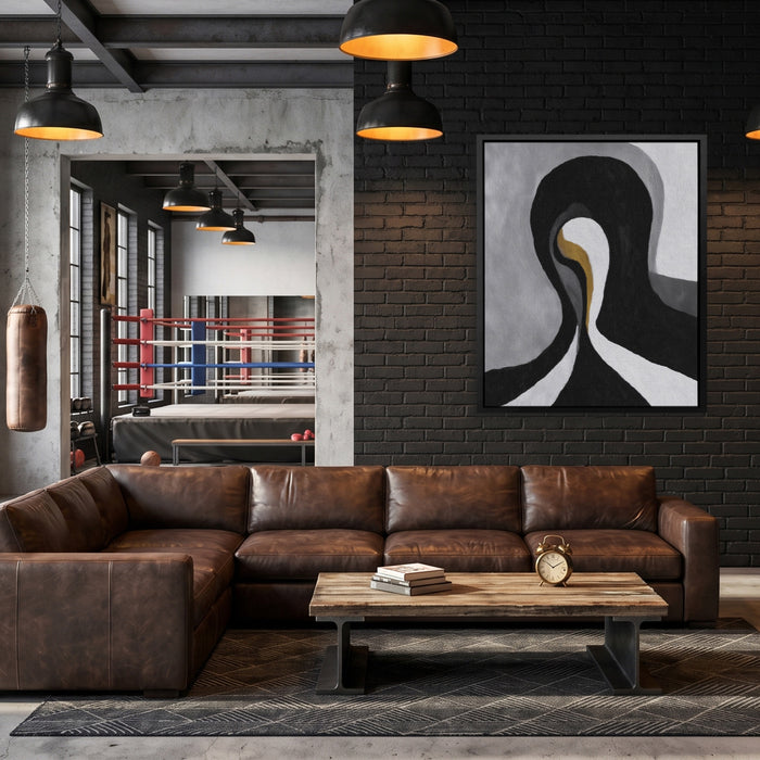 Feminine Curves Abstraction canvas wall art, room view