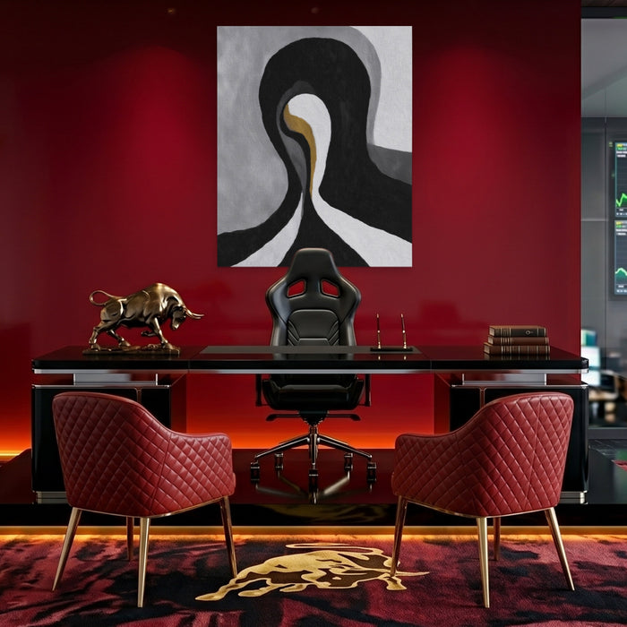 Feminine Curves Abstraction canvas wall art, room view
