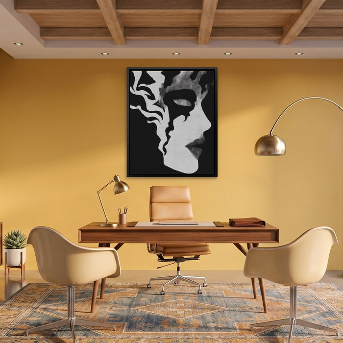 Feminine Silhouette Dark canvas wall art, room view