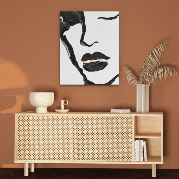 Feminine Silhouette Graphic canvas wall art, room view
