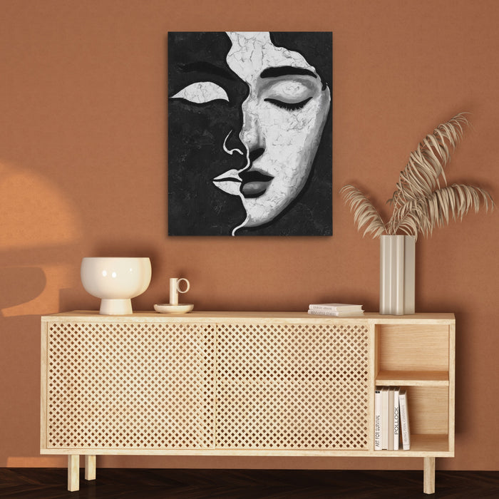 Feminine Visage Line canvas wall art, room view
