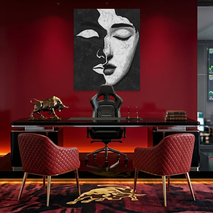 Feminine Visage Line canvas wall art, room view