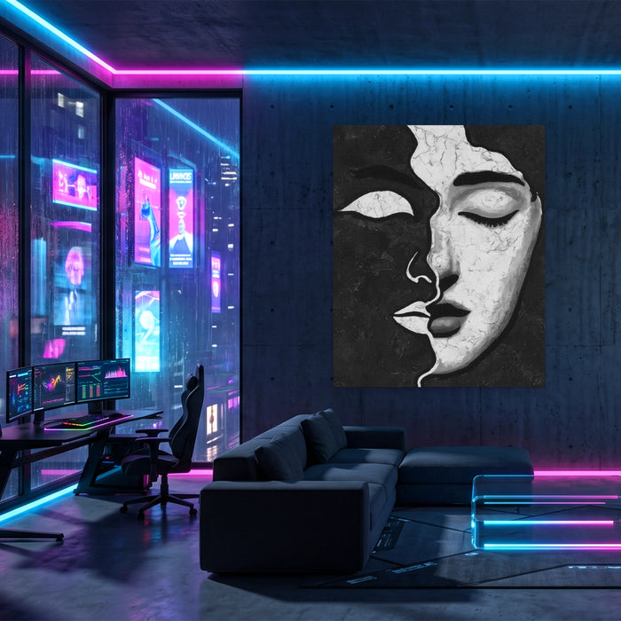 Feminine Visage Line canvas wall art, room view