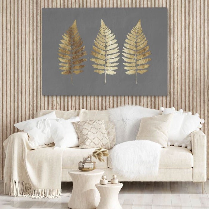 Fern Leaves - Gold Fern Canvas Print