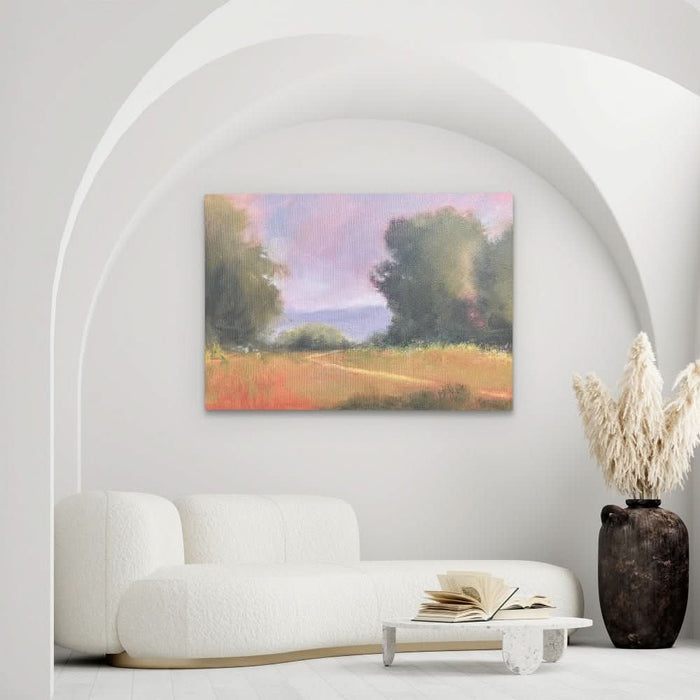 Field Study with Red Flowers - Country and Farm Art for Bedroom