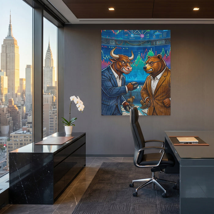 Fighting on the Stock Floor canvas wall art, room view
