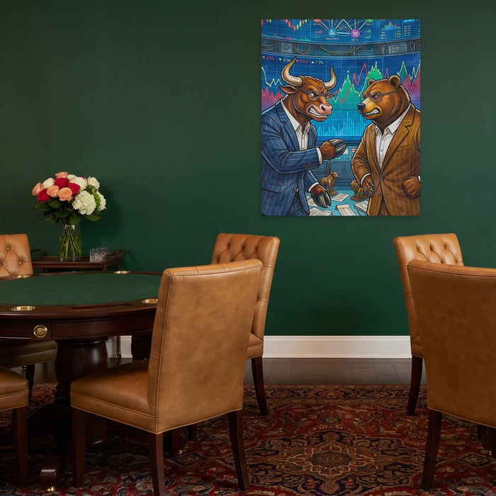 Fighting on the Stock Floor canvas wall art, room view