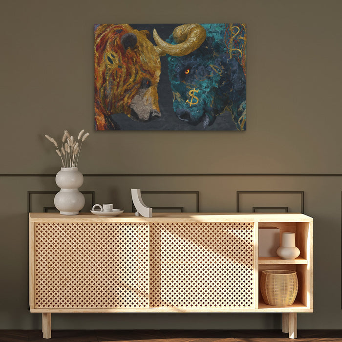 Financial Titans Clash - Luxury Wall Art