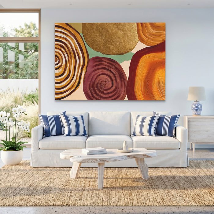 Fingerprint Organic Spirals canvas wall art, room view