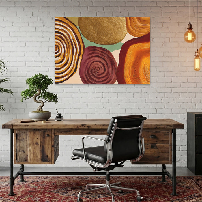 Fingerprint Organic Spirals canvas wall art, room view
