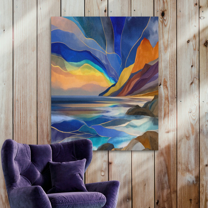 Fjord's Golden Depths - Luxury Wall Art