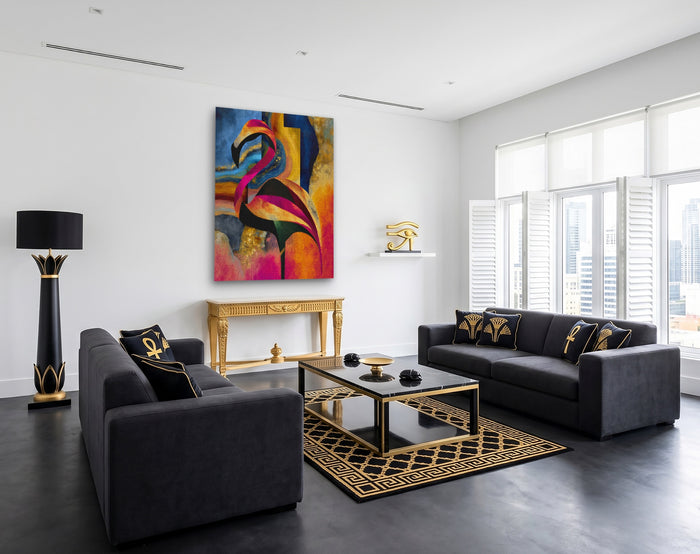 Flamingo Rust Silhouette canvas wall art, room view