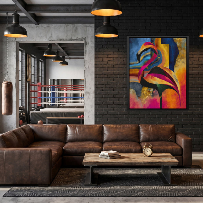 Flamingo Rust Silhouette canvas wall art, room view