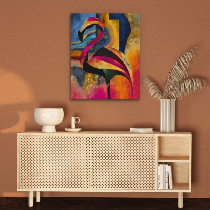Flamingo Rust Silhouette canvas wall art, room view