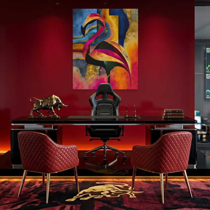 Flamingo Rust Silhouette canvas wall art, room view