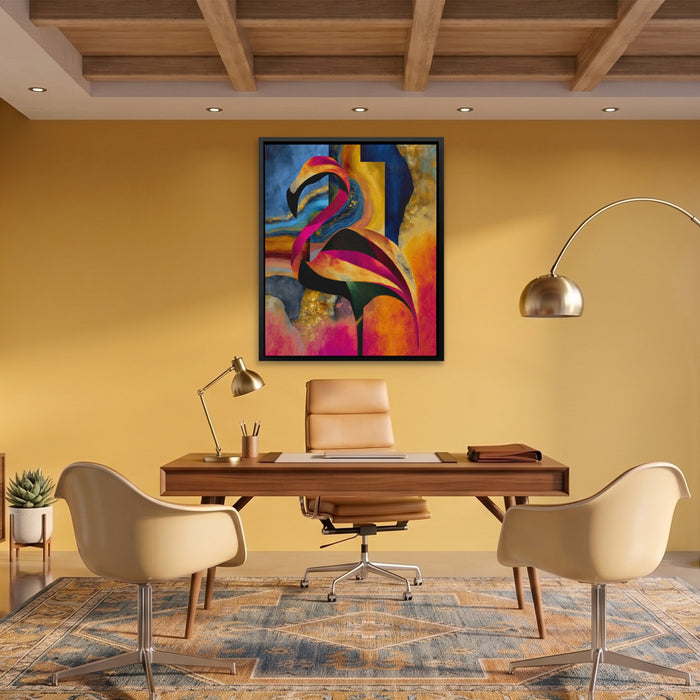 Flamingo Rust Silhouette canvas wall art, room view